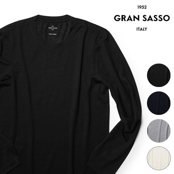 GRAN SASSO グランサッソ ロングスリーブ Tシャツ カットソー ウール100% ロンT 長袖 天竺 ハイゲージ 秋冬 春 イタリア製 メンズ