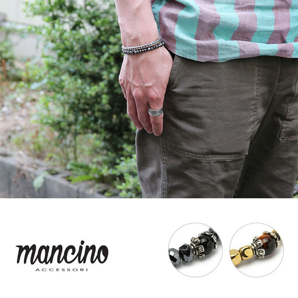 mancino マンチーノ ブレスレット イタリア製 メタル ゴールド ブラック シルバー