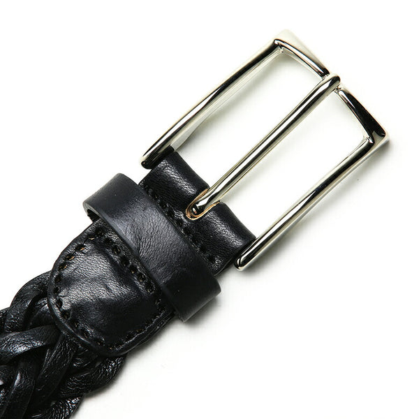 Saddler's メッシュ ベルト 3cm 手編み ハンドメイド 本革 牛革レザー シンプル バックル メンズ ブラック ブラウン