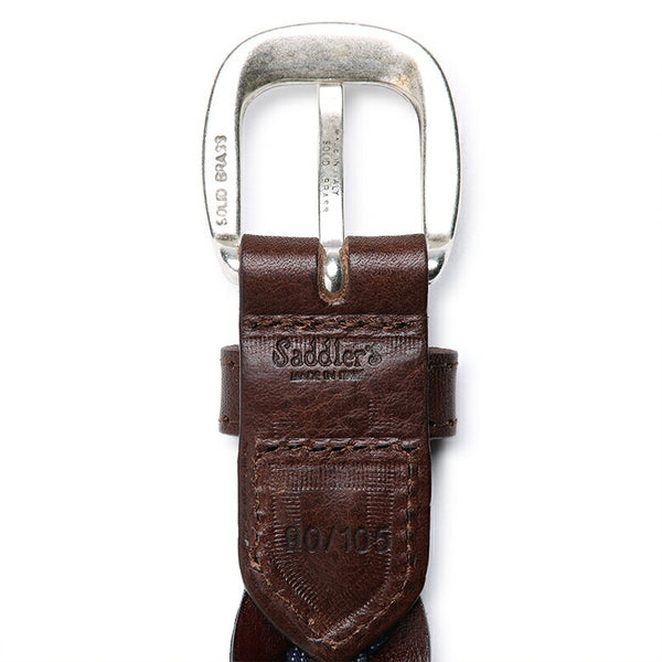 Saddler's メッシュ ベルト 2.5cm 3cm レザー×デニム コンビネーション 本革 牛革レザー シンプル バックル イントレチャート メンズ