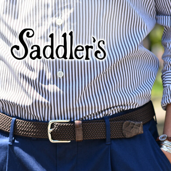 Saddler's サドラーズ メッシュ ベルト 3cm エラスティック ストレッチ 牛革