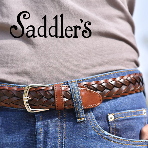 Saddler's メッシュ バイカラー ベルト 3cm マシンメイド 本革 牛革 レザー シンプル G394 メンズ ネイビー ブラウン