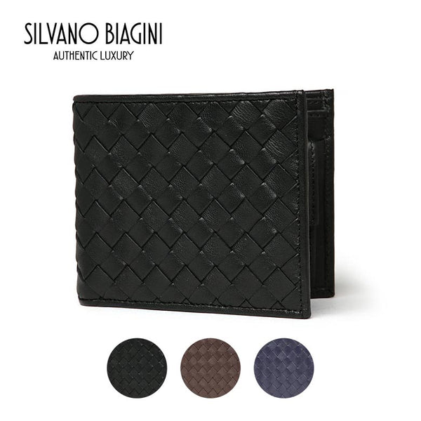 Silvano Biagini シルヴァーノ ヴィアジーニ 二つ折り財布 小銭入れ付き イントレチャート メンズ