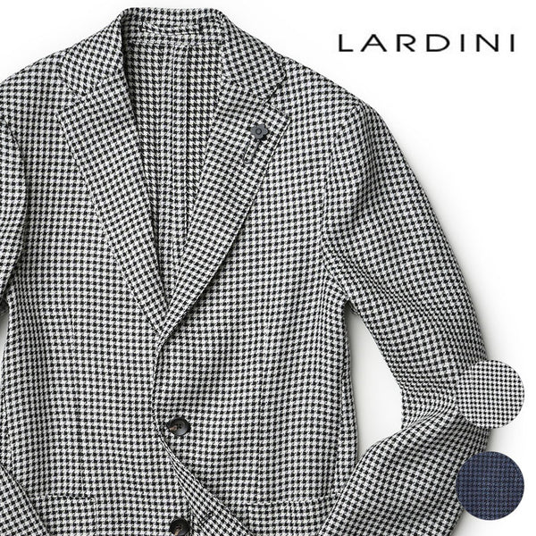 LARDINI ラルディーニ ジャケット ホップサック ハウンドトゥース ウール リネン