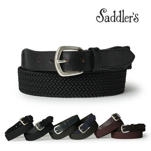 Saddler's サドラーズ ベルト レザー メッシュ エラスティック カーフレザー スエード