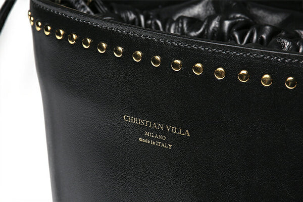 CHRISTIAN VILLA バケツバッグ スタッズ ショルダー レザー