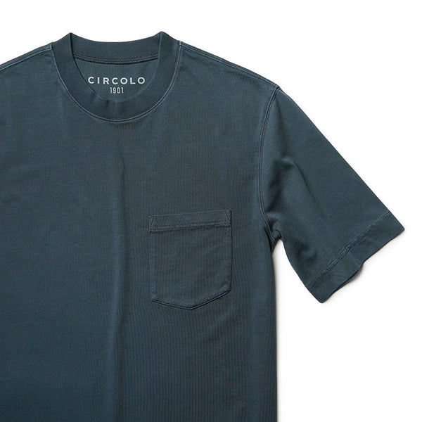 CIRCOLO1901 チルコロ Tシャツ ガーメントダイ 春夏 ポケット付き クルーネックメンズ