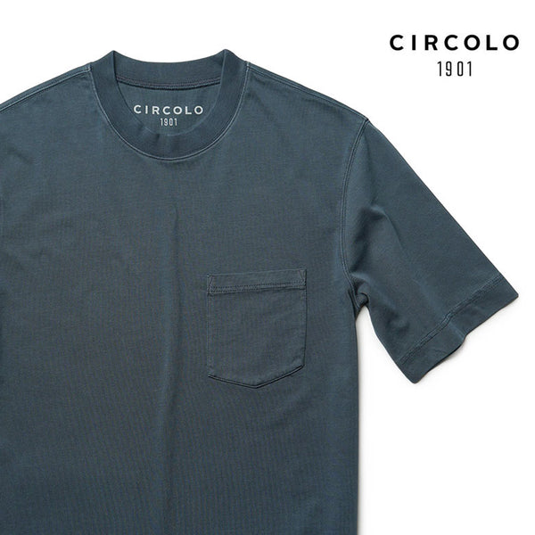 CIRCOLO1901 チルコロ Tシャツ ガーメントダイ 春夏 ポケット付き クルーネックメンズ
