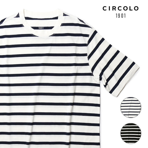 CIRCOLO1901 チルコロ Tシャツ ボーダー クルーネック 春夏 ストライプ コットン100%