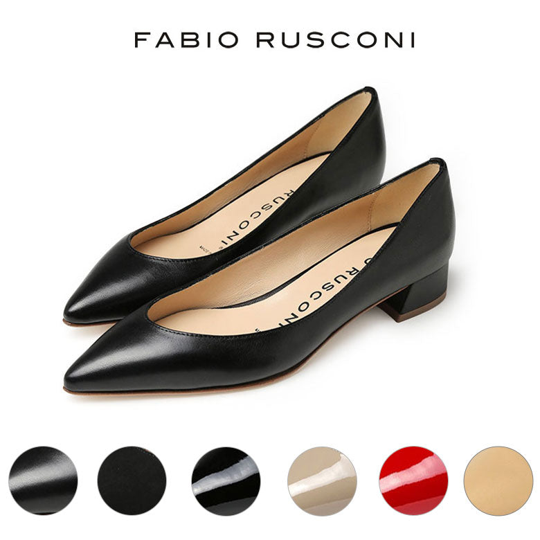 FABIO RUSCONI ファビオルスコーニ パンプス チャンキーヒール ヒール高さ3cm S-5435 ポインテッドトゥ – VIAJERO