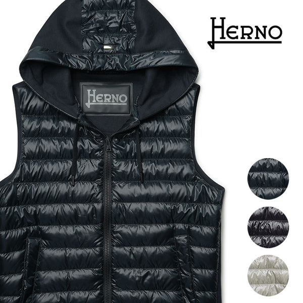 HERNO ベスト ジレ ダウン フードベスト フーデッド スウェット