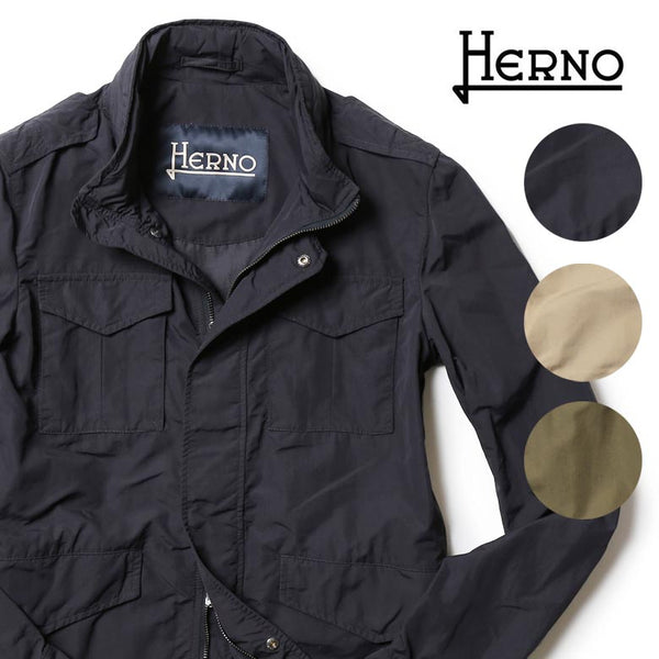 HERNO ヘルノ フィールドジャケット ブルゾン M-65 スタンドカラー フード付き ミリタリー
