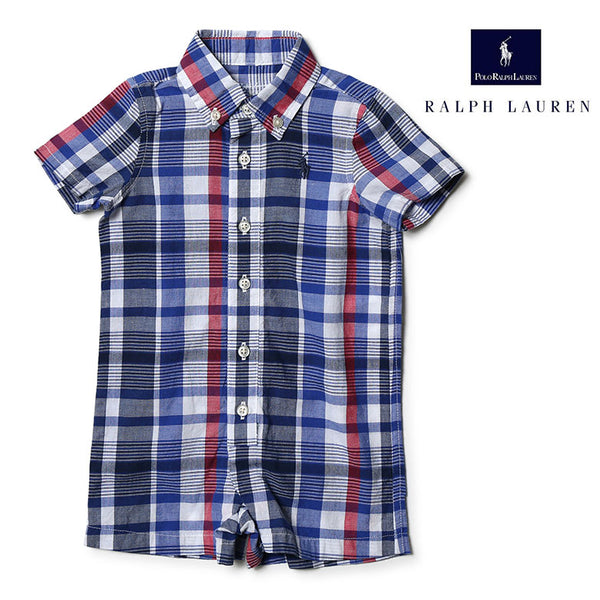 POLO RALPH LAUREN ラルフローレン ベビー ロンパース チェック シャツ生地