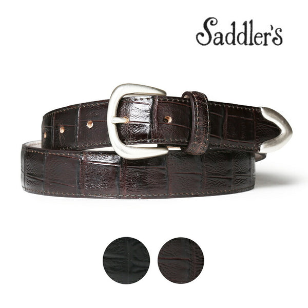 Saddler's サドラーズ クロコ調型押し レザー ベルト 3cm 牛革 本革