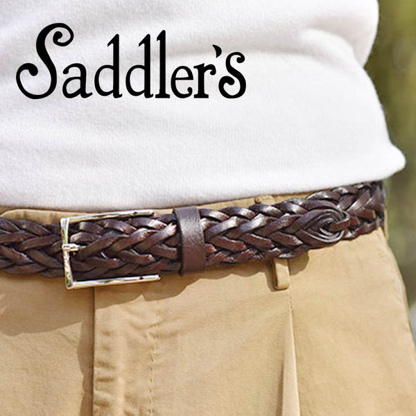 Saddler's メッシュ ベルト 3cm 手編み ハンドメイド 本革 牛革レザー シンプル バックル メンズ ブラック ブラウン