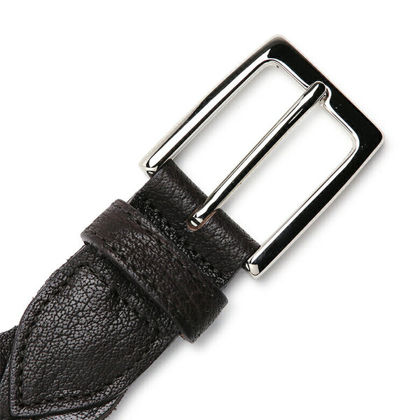Saddler's メッシュ ベルト 3cm 手編み ハンドメイド 牛革 シンプル 角バックル G383  メンズ ブラック ブラウン