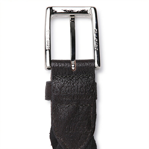 Saddler's メッシュ ベルト 3cm 手編み ハンドメイド 牛革 シンプル 角バックル G383  メンズ ブラック ブラウン