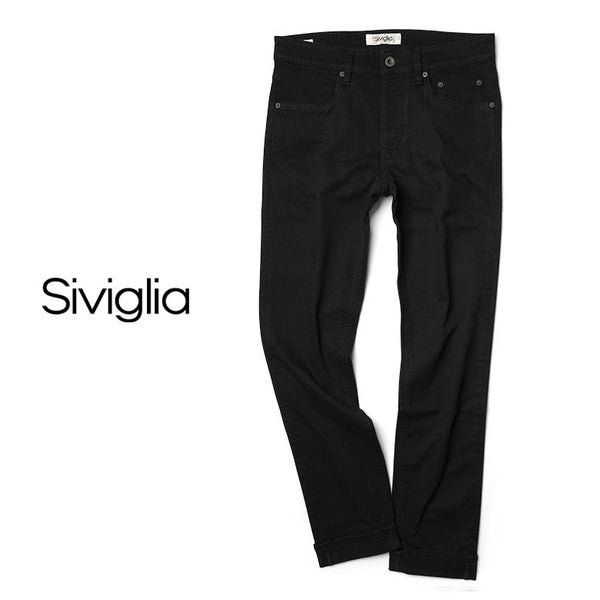 【27800円→13900円】【裾直し100円】SIVIGLIA シヴィリア パンツ　ツイルパンツ ドリル ブラックデニム オーガニックコットン スキンフィット P020