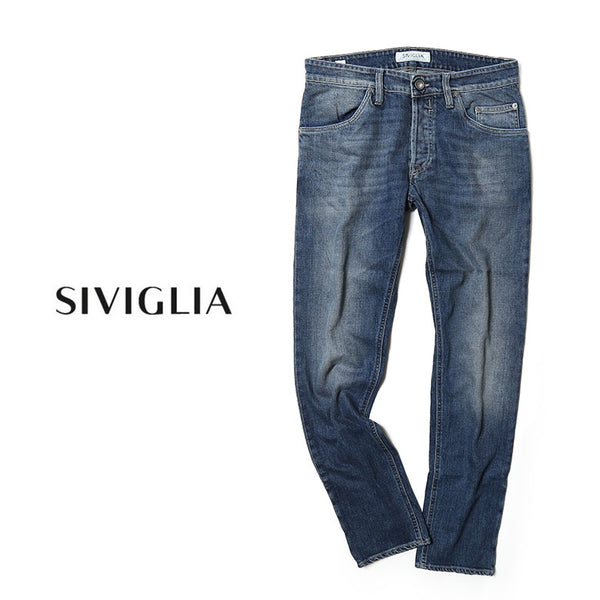 【29730円→14860円】【裾直し100円】SIVIGLIA シヴィリア デニム ブラスト加工 パンツ ジーンズ ストレッチ テーパード